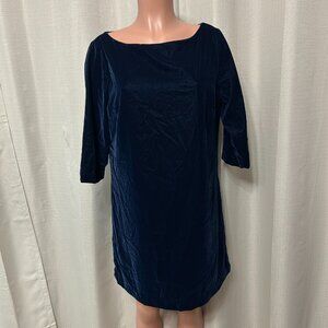 Banana Republic Velvet Shift Mini Dress Women's Size 12 Petite Preppy Navy NWT